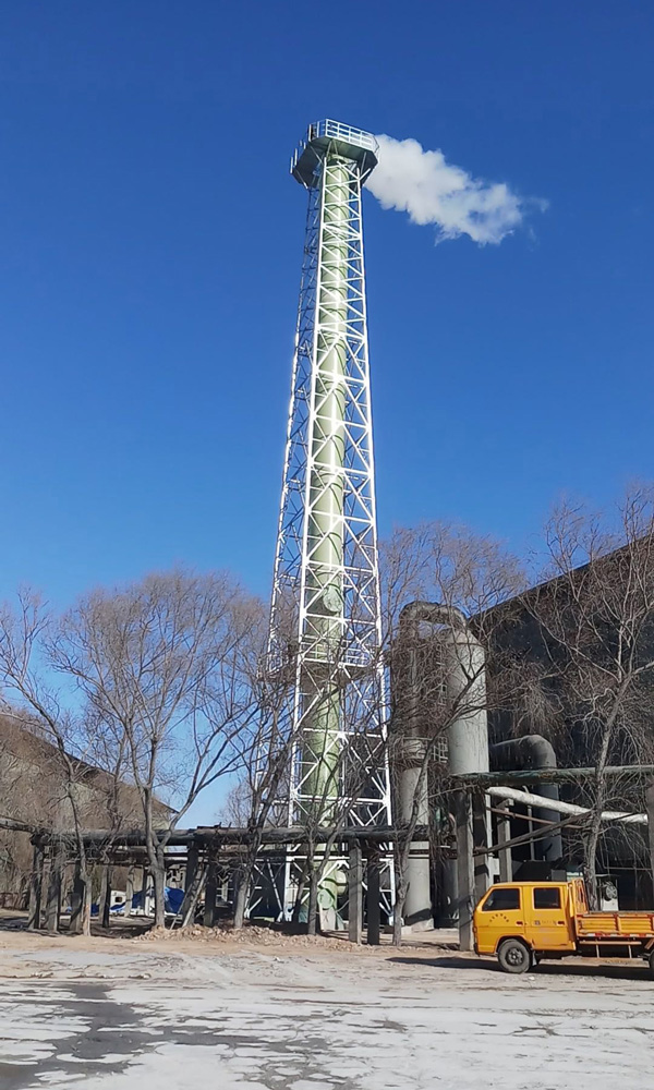 張家口礬山磷礦項(xiàng)目（口徑DN1500mm，高度45m玻璃鋼塔架式煙囪）